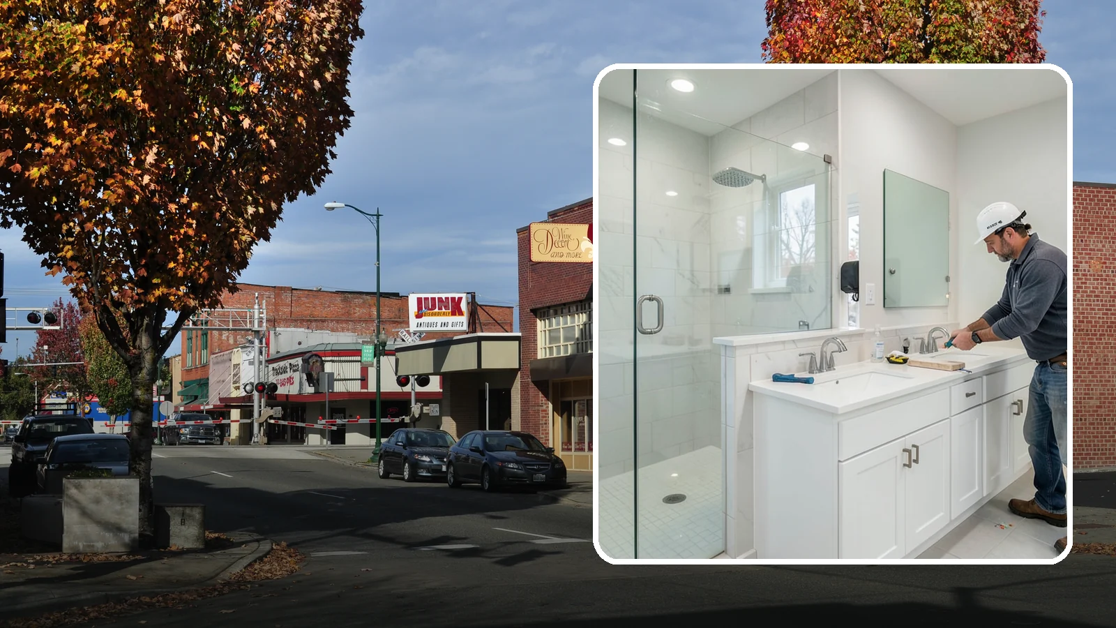 Double Vanity Installation in Puyallup, Pierce County, WA - A double vanity installation gives two users their own sink and dedicated counter space.
