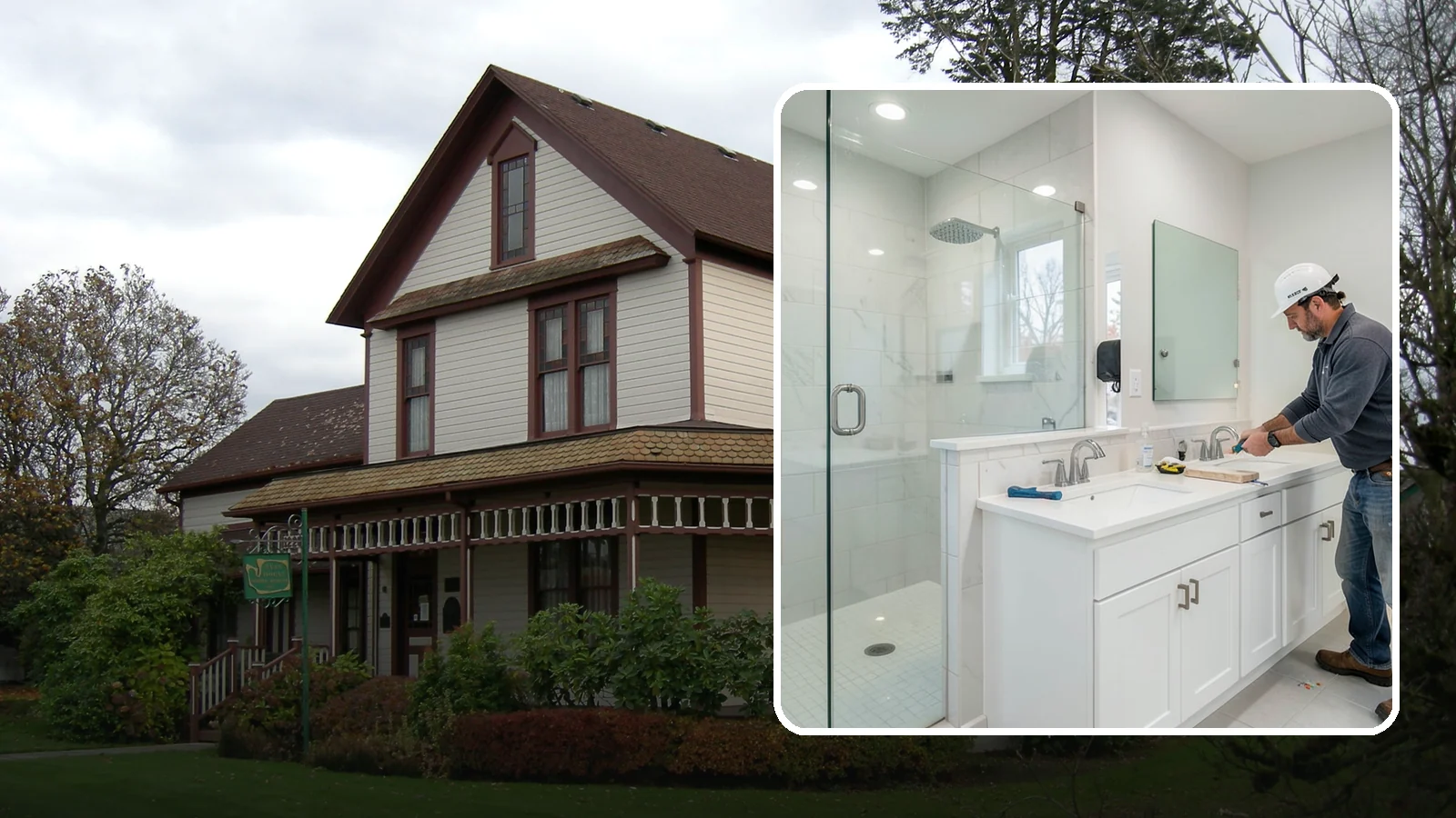 Double Vanity Installation in Sumner, Pierce County, WA - A double vanity installation gives two users their own sink and dedicated counter space.