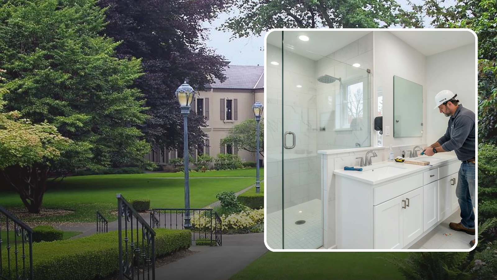 Double Vanity Installation in Woodinville, King County, WA - A double vanity installation gives two users their own sink and dedicated counter space.