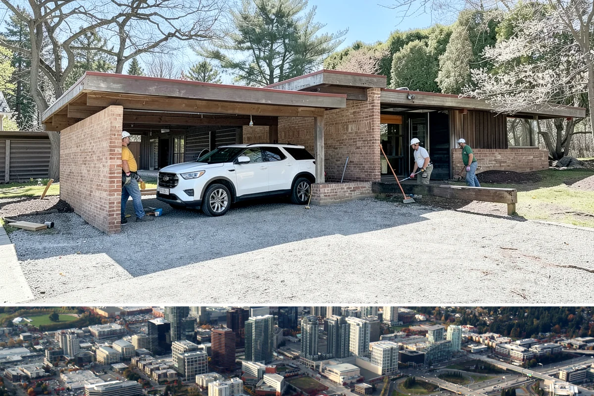 Driveway Apron Installation in Bellevue, King County, WA - Apron pours are scheduled in dry, moderate weather so the concrete cures fully before vehicle traffic returns.