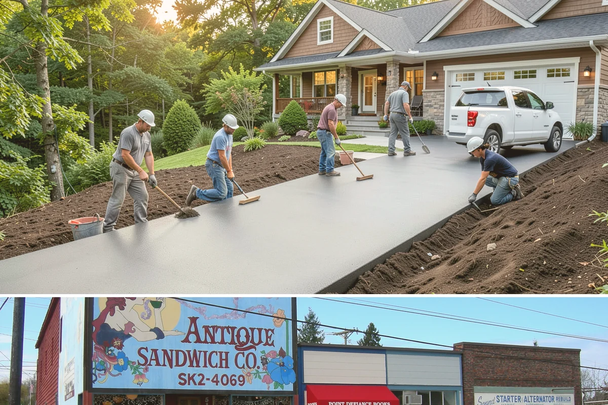 Driveway Apron Installation in Ruston, Pierce County, WA - Apron pours are scheduled in dry, moderate weather so the concrete cures fully before vehicle traffic returns.