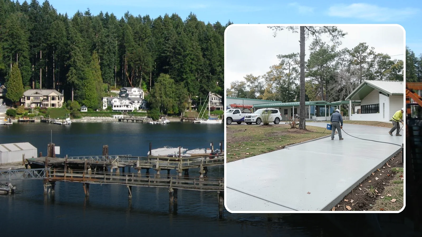 Driveway Extension in Gig Harbor, Pierce County, WA - Add parking or width to your existing driveway with a seamless, properly drained concrete extension.