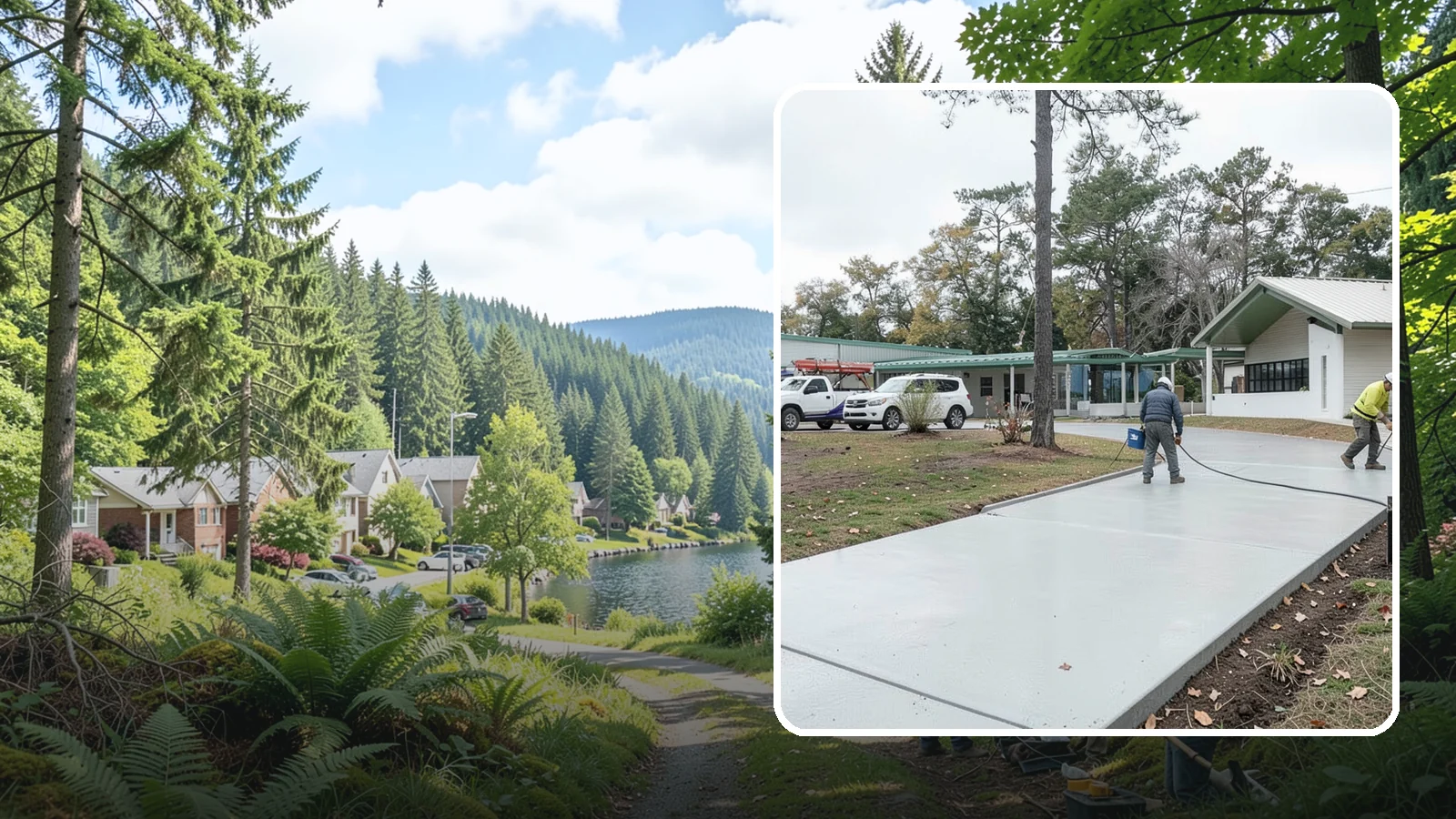 Driveway Extension in Lake Forest Park, King County, WA - Add parking or width to your existing driveway with a seamless, properly drained concrete extension.