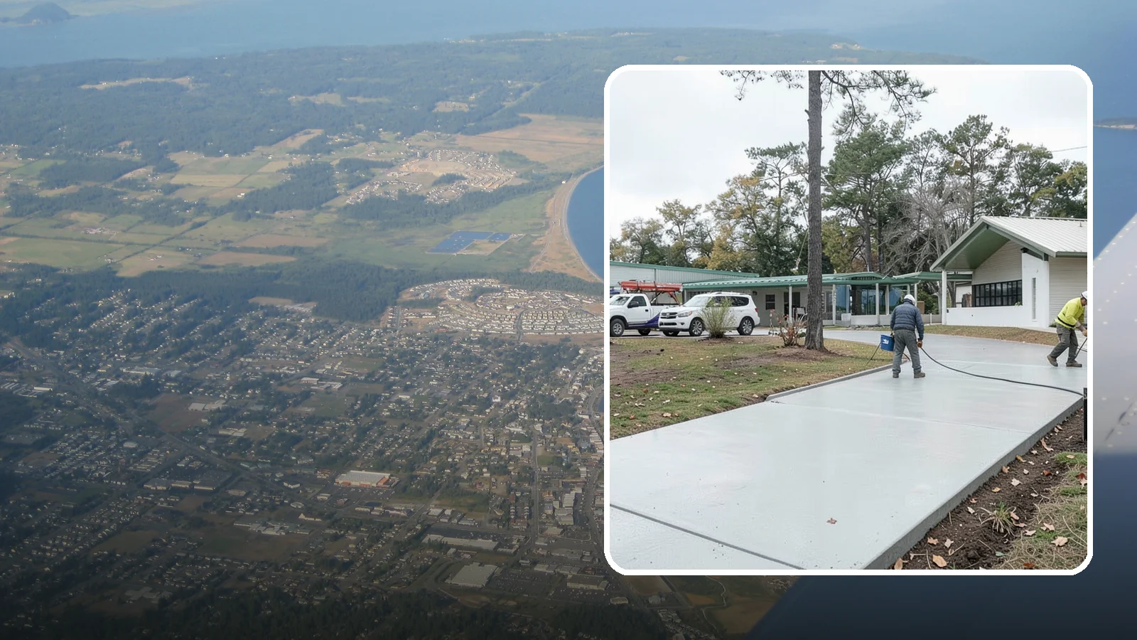 Driveway Extension in Oak Harbor, Island County, WA - Add parking or width to your existing driveway with a seamless, properly drained concrete extension.