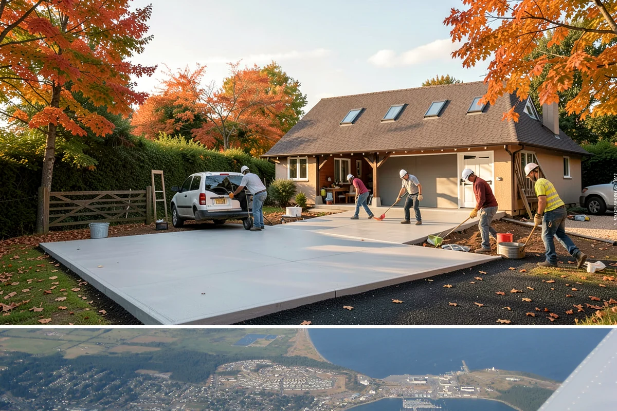 Driveway Extension in Oak Harbor, Island County, WA - The dry summer months allow the new pour to cure and bond cleanly before rains return.