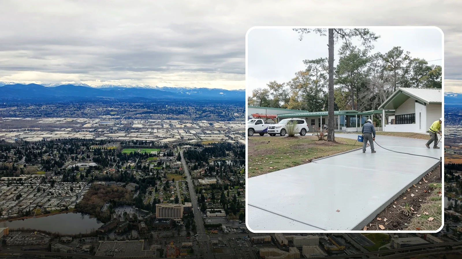 Driveway Extension in SeaTac, King County, WA - Add parking or width to your existing driveway with a seamless, properly drained concrete extension.