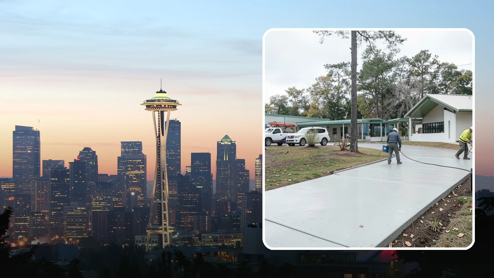 Driveway Extension in Seattle, King County, WA - Add parking or width to your existing driveway with a seamless, properly drained concrete extension.