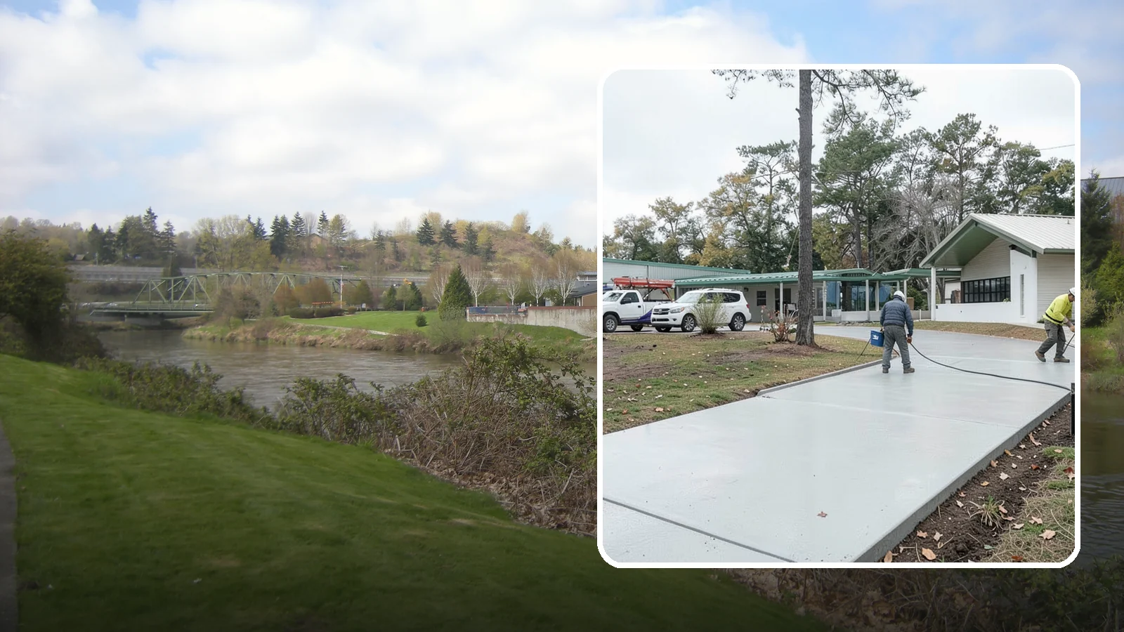 Driveway Extension in Tukwila, King County, WA - Add parking or width to your existing driveway with a seamless, properly drained concrete extension.