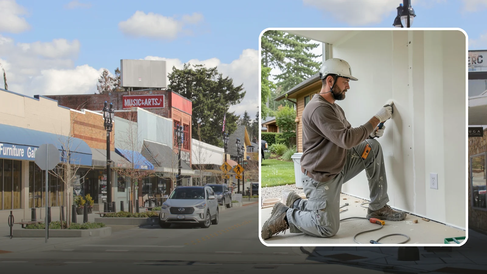 Drywall Finishing in Bothell, King County, WA - Drywall finishing tapes, muds, and sands hung board to a smooth, paint-ready surface.