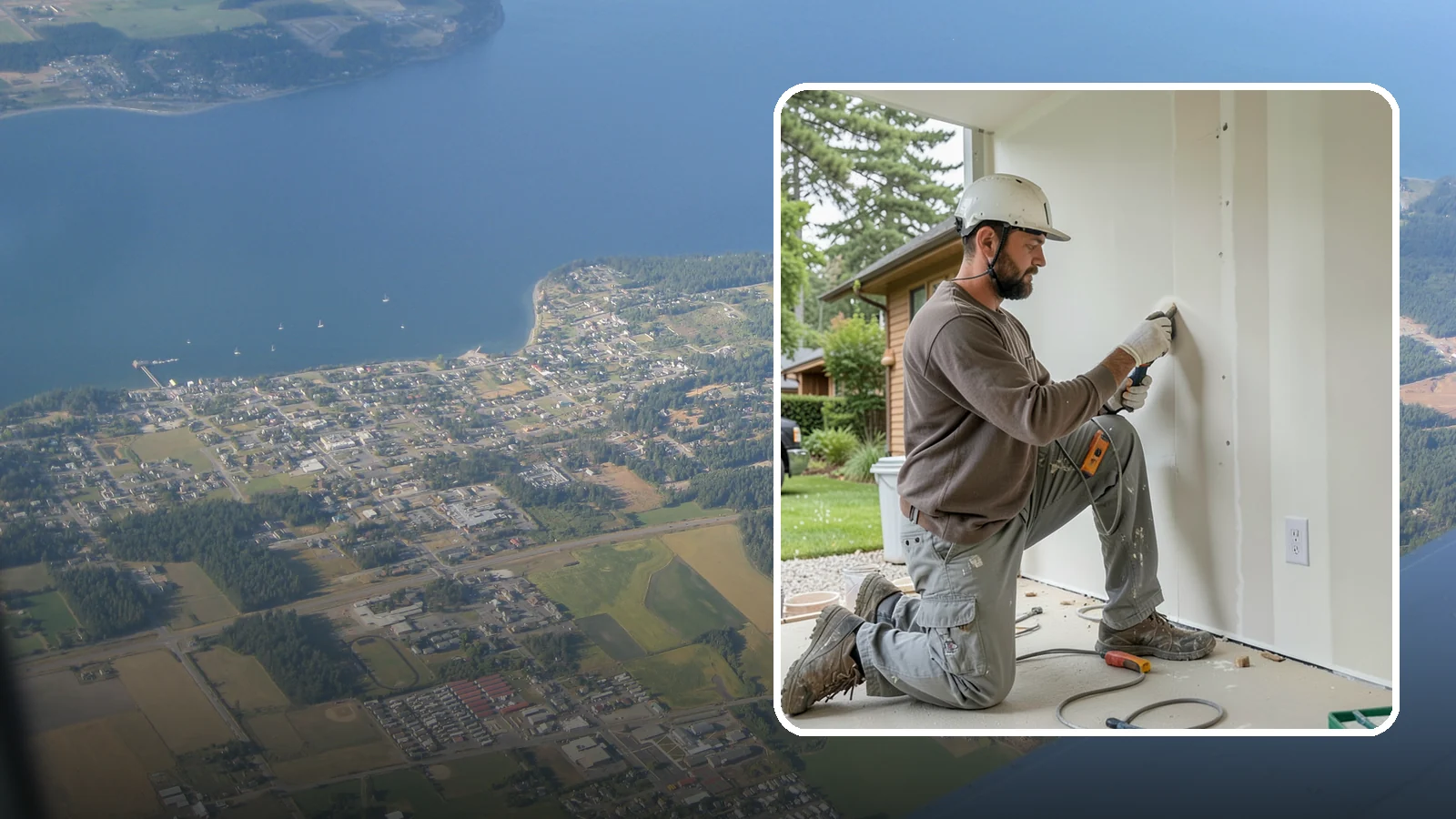 Drywall Finishing in Coupeville, Island County, WA - Drywall finishing tapes, muds, and sands hung board to a smooth, paint-ready surface.