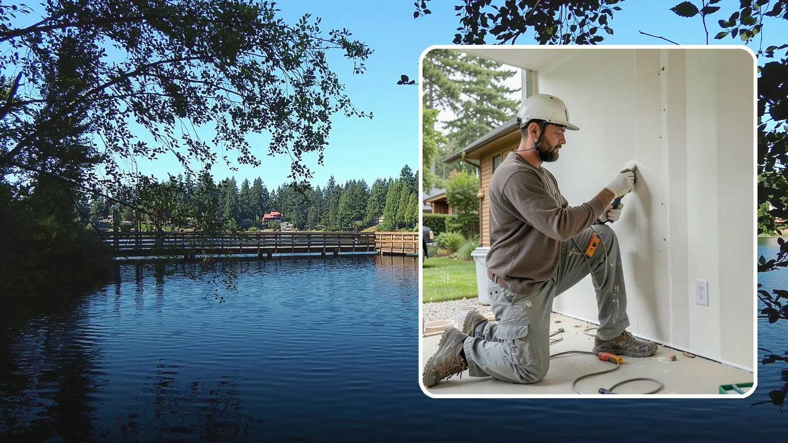 Drywall Finishing in Federal Way, King County, WA - Drywall finishing tapes, muds, and sands hung board to a smooth, paint-ready surface.