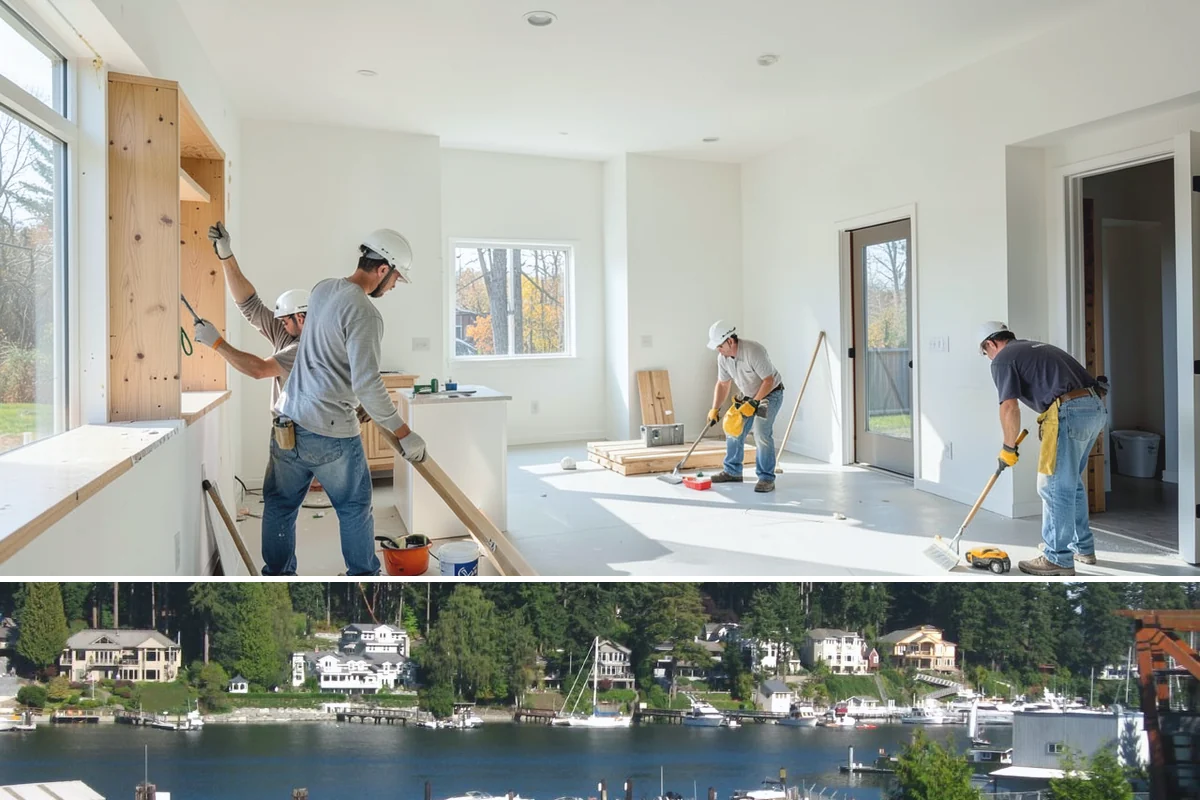 Drywall Finishing in Gig Harbor, Pierce County, WA - Finishing is interior work handled comfortably in any season, including the long Pacific Northwest winter.