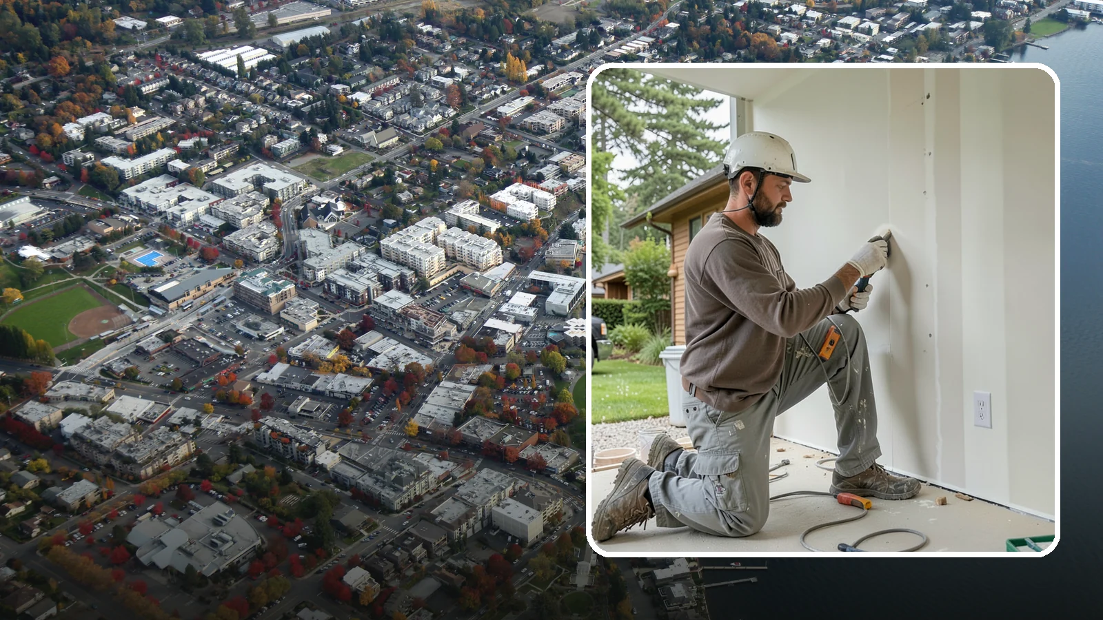 Drywall Finishing in Kirkland, King County, WA - Drywall finishing tapes, muds, and sands hung board to a smooth, paint-ready surface.
