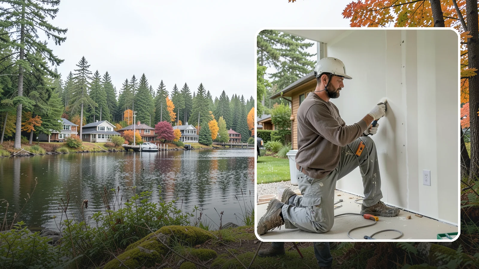 Drywall Finishing in La Conner, Skagit County, WA - Drywall finishing tapes, muds, and sands hung board to a smooth, paint-ready surface.
