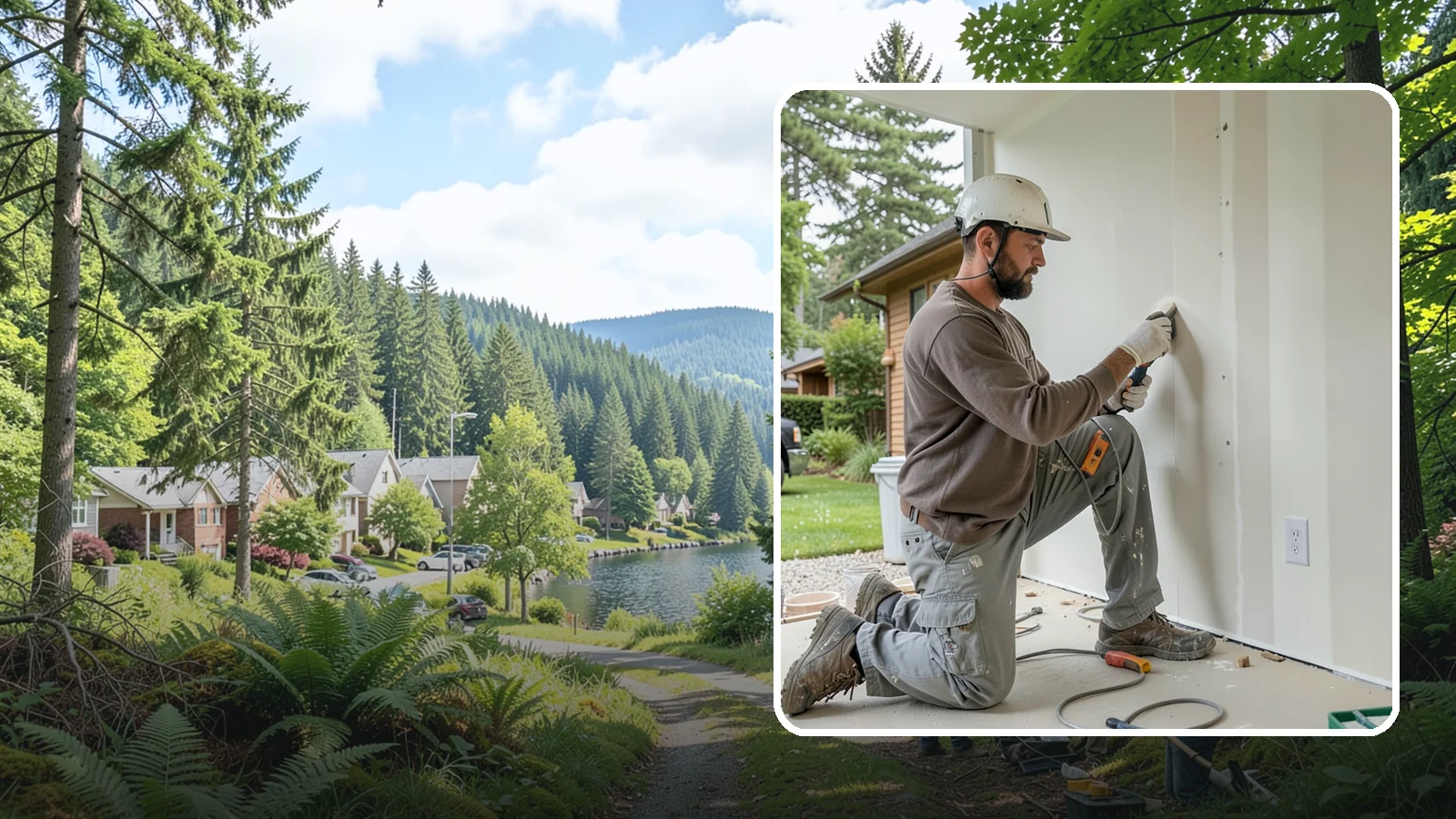 Drywall Finishing in Lake Forest Park, King County, WA - Drywall finishing tapes, muds, and sands hung board to a smooth, paint-ready surface.