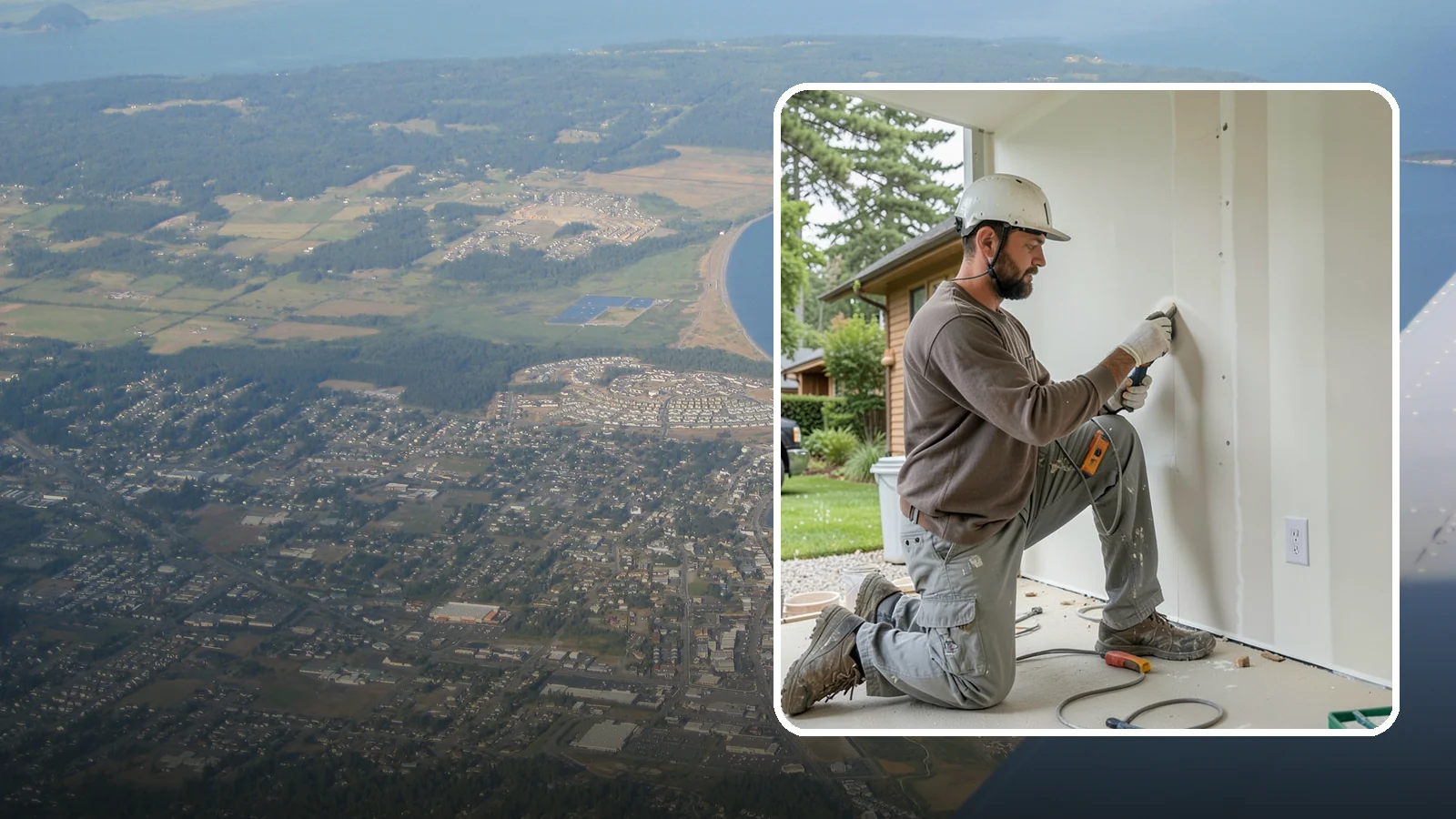 Drywall Finishing in Oak Harbor, Island County, WA - Drywall finishing tapes, muds, and sands hung board to a smooth, paint-ready surface.