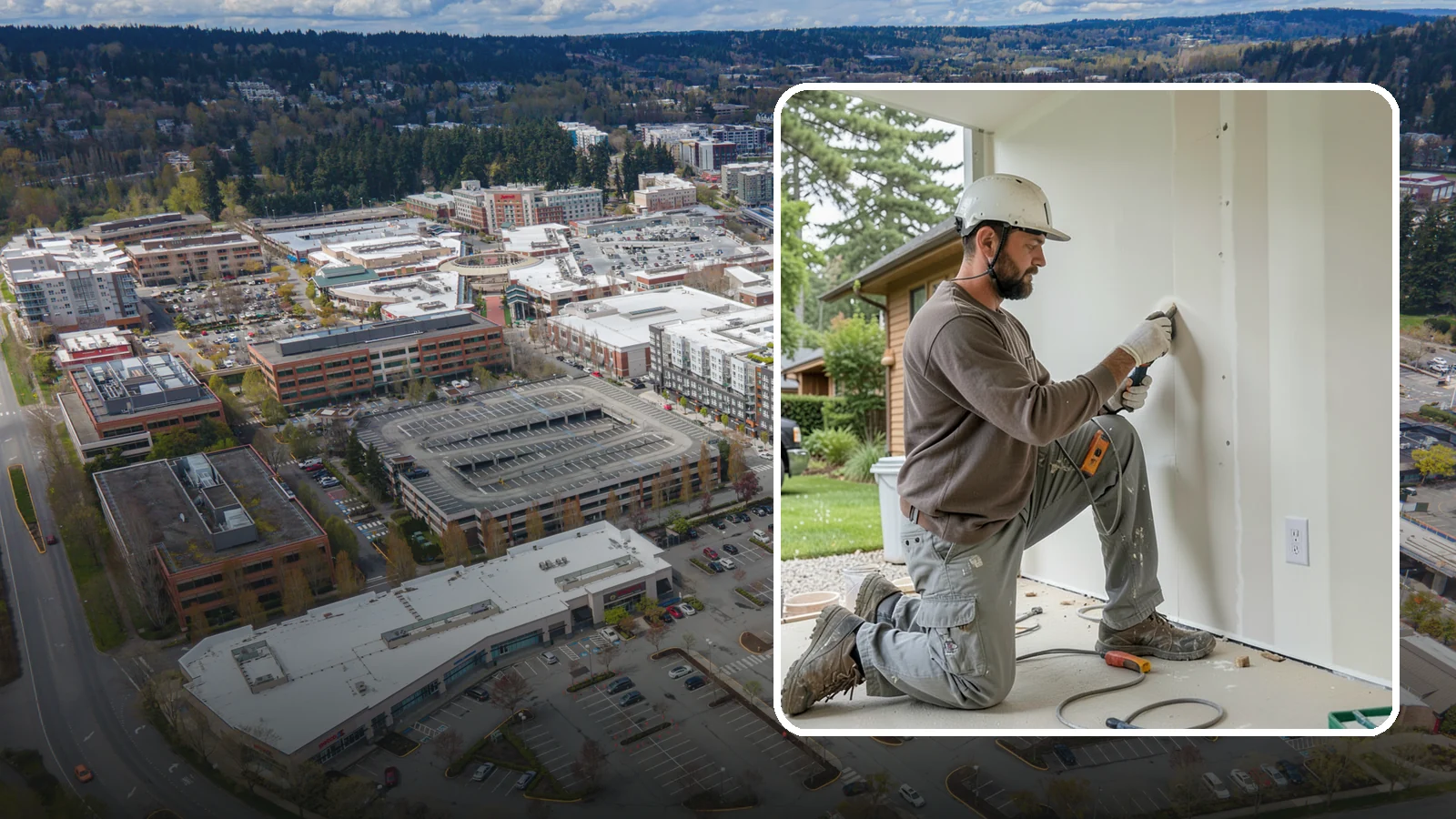 Drywall Finishing in Redmond, King County, WA - Drywall finishing tapes, muds, and sands hung board to a smooth, paint-ready surface.