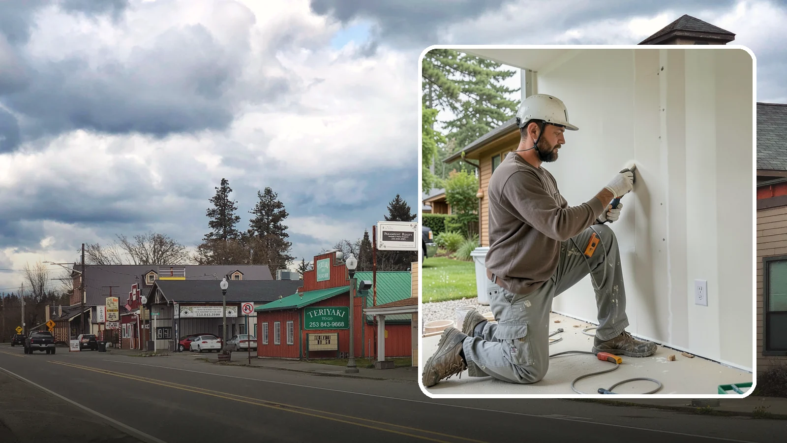 Drywall Finishing in Roy, Pierce County, WA - Drywall finishing tapes, muds, and sands hung board to a smooth, paint-ready surface.