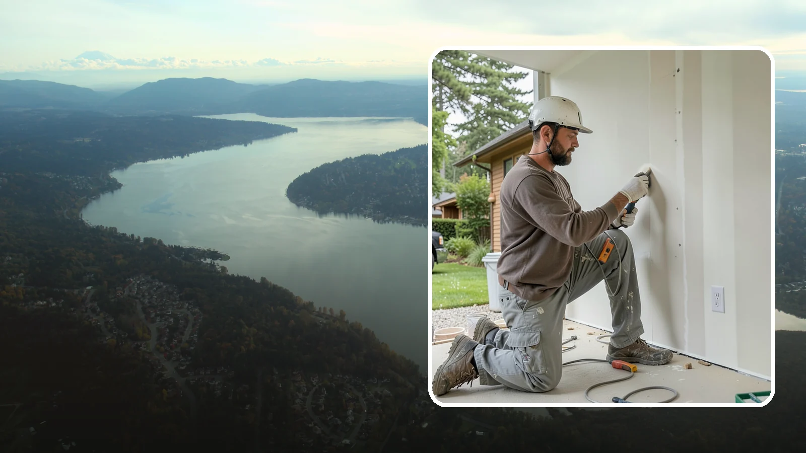 Drywall Finishing in Sammamish, King County, WA - Drywall finishing tapes, muds, and sands hung board to a smooth, paint-ready surface.