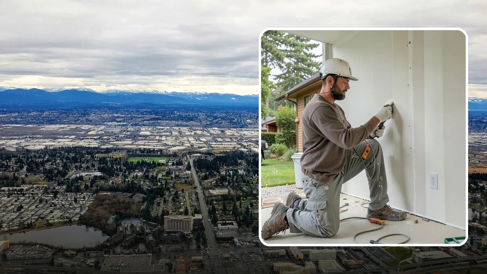 Drywall Finishing in SeaTac, King County, WA - Drywall finishing tapes, muds, and sands hung board to a smooth, paint-ready surface.