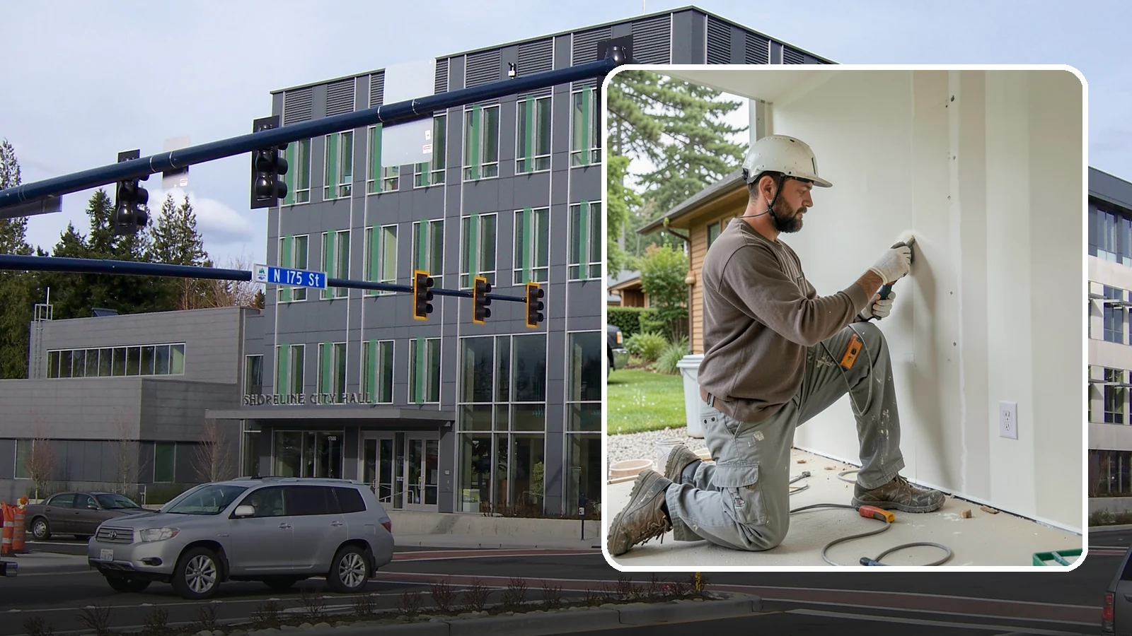 Drywall Finishing in Shoreline, King County, WA - Drywall finishing tapes, muds, and sands hung board to a smooth, paint-ready surface.
