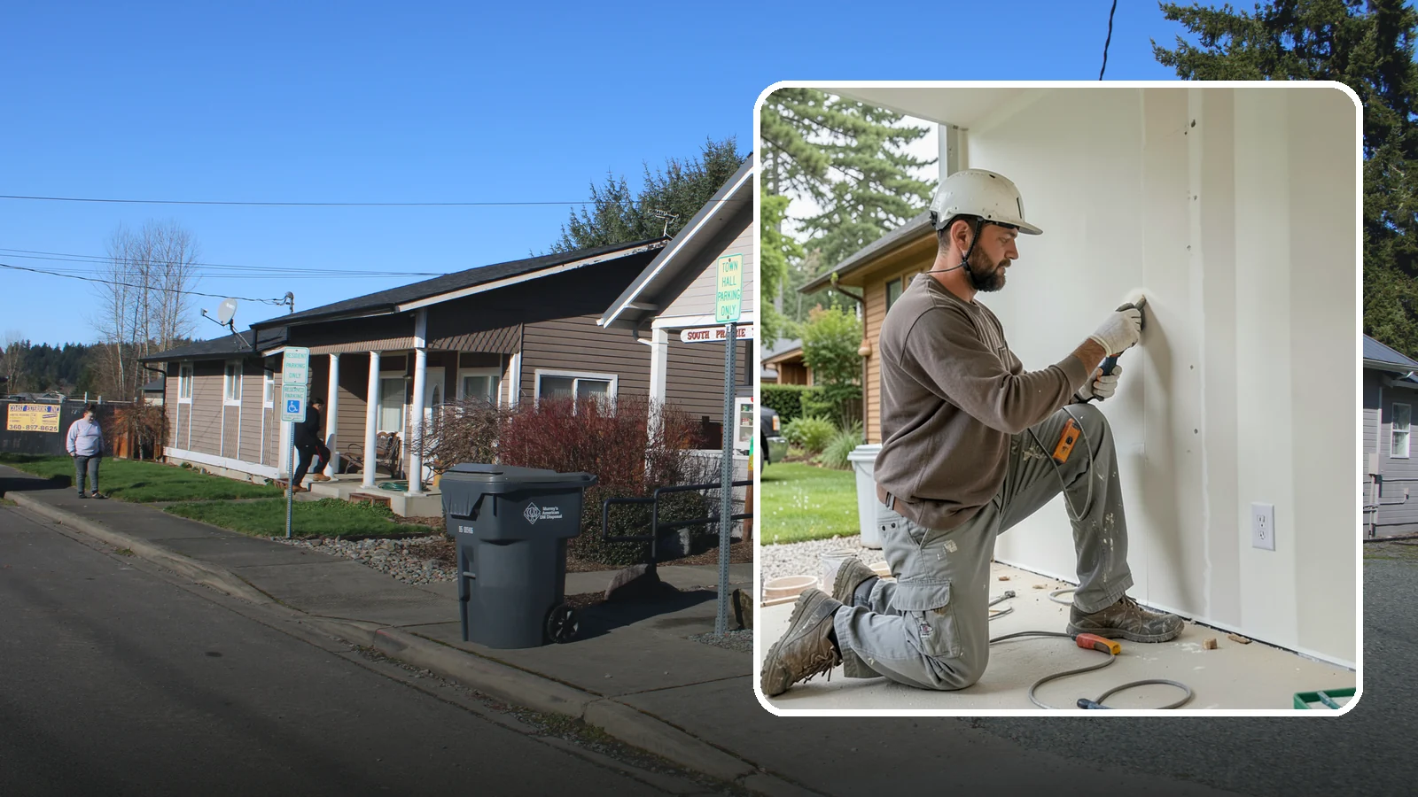 Drywall Finishing in South Prairie, Pierce County, WA - Drywall finishing tapes, muds, and sands hung board to a smooth, paint-ready surface.