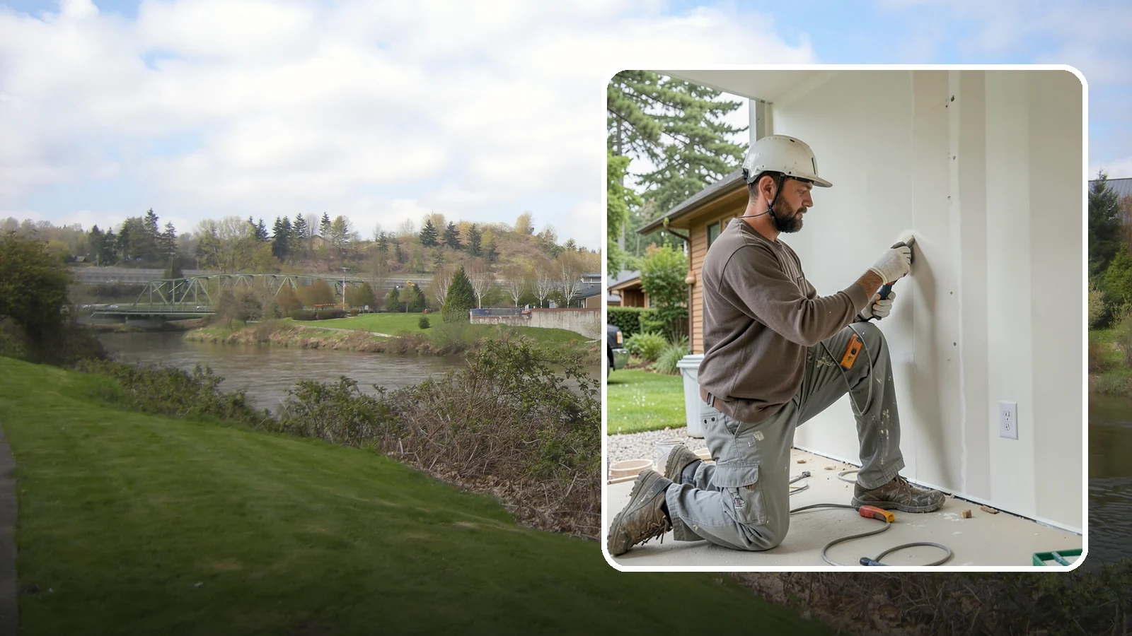 Drywall Finishing in Tukwila, King County, WA - Drywall finishing tapes, muds, and sands hung board to a smooth, paint-ready surface.
