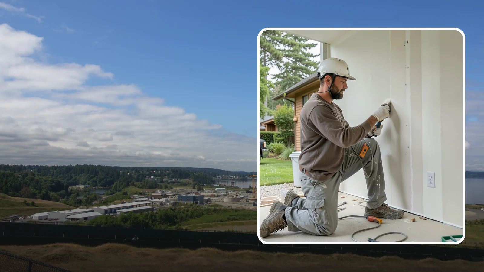 Drywall Finishing in University Place, Pierce County, WA - Drywall finishing tapes, muds, and sands hung board to a smooth, paint-ready surface.