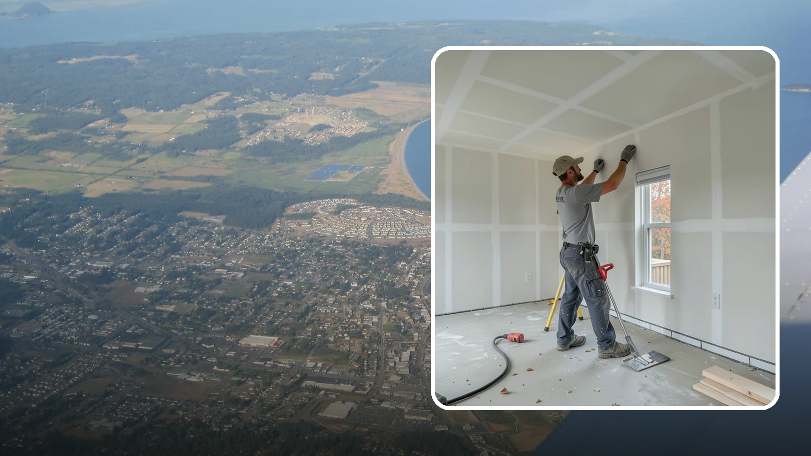 Drywall Installation in Oak Harbor, Island County, WA - Drywall installation hangs and prepares new wallboard for smooth, finished walls and ceilings.