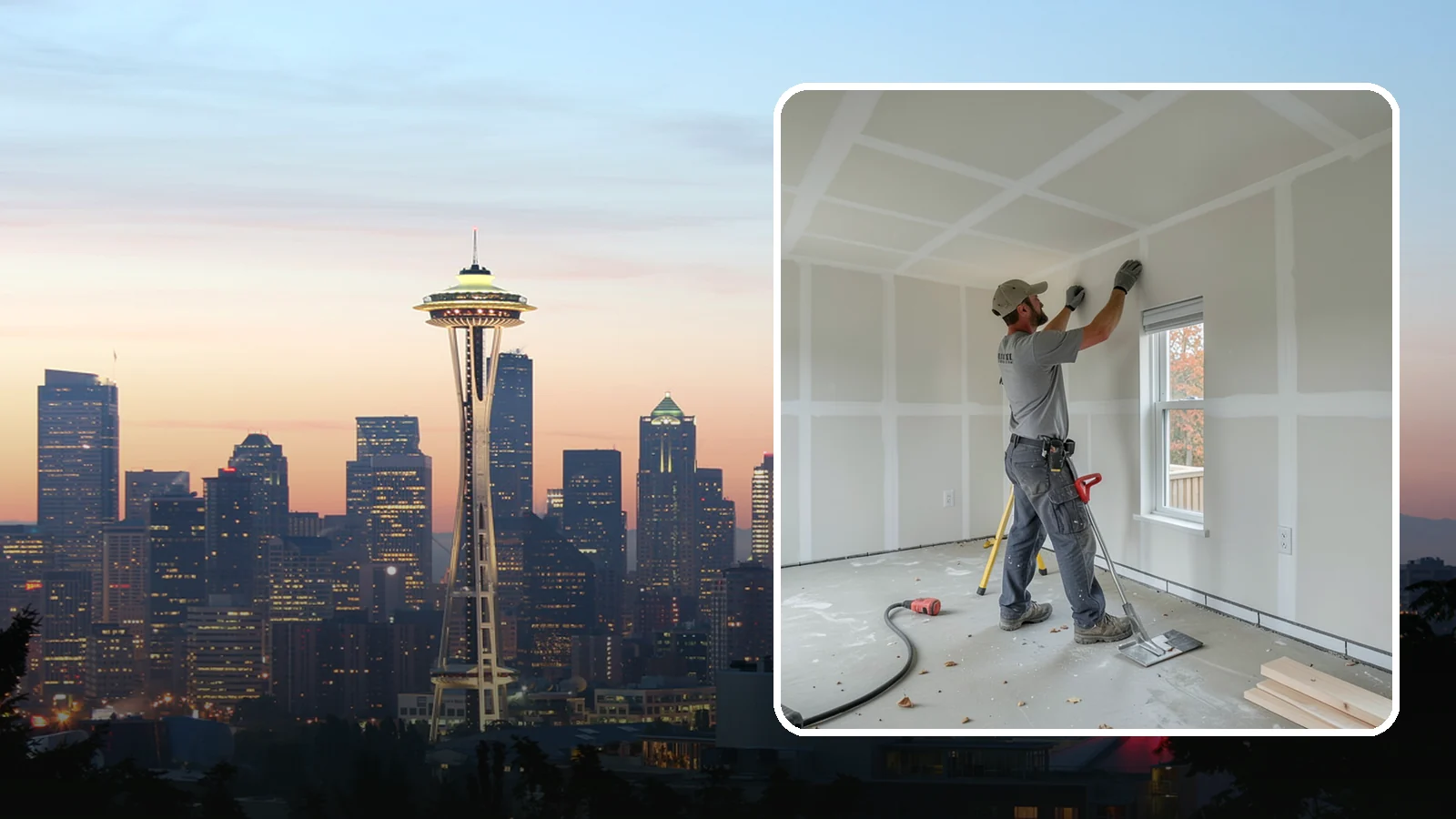 Drywall Installation in Seattle, King County, WA - Drywall installation hangs and prepares new wallboard for smooth, finished walls and ceilings.