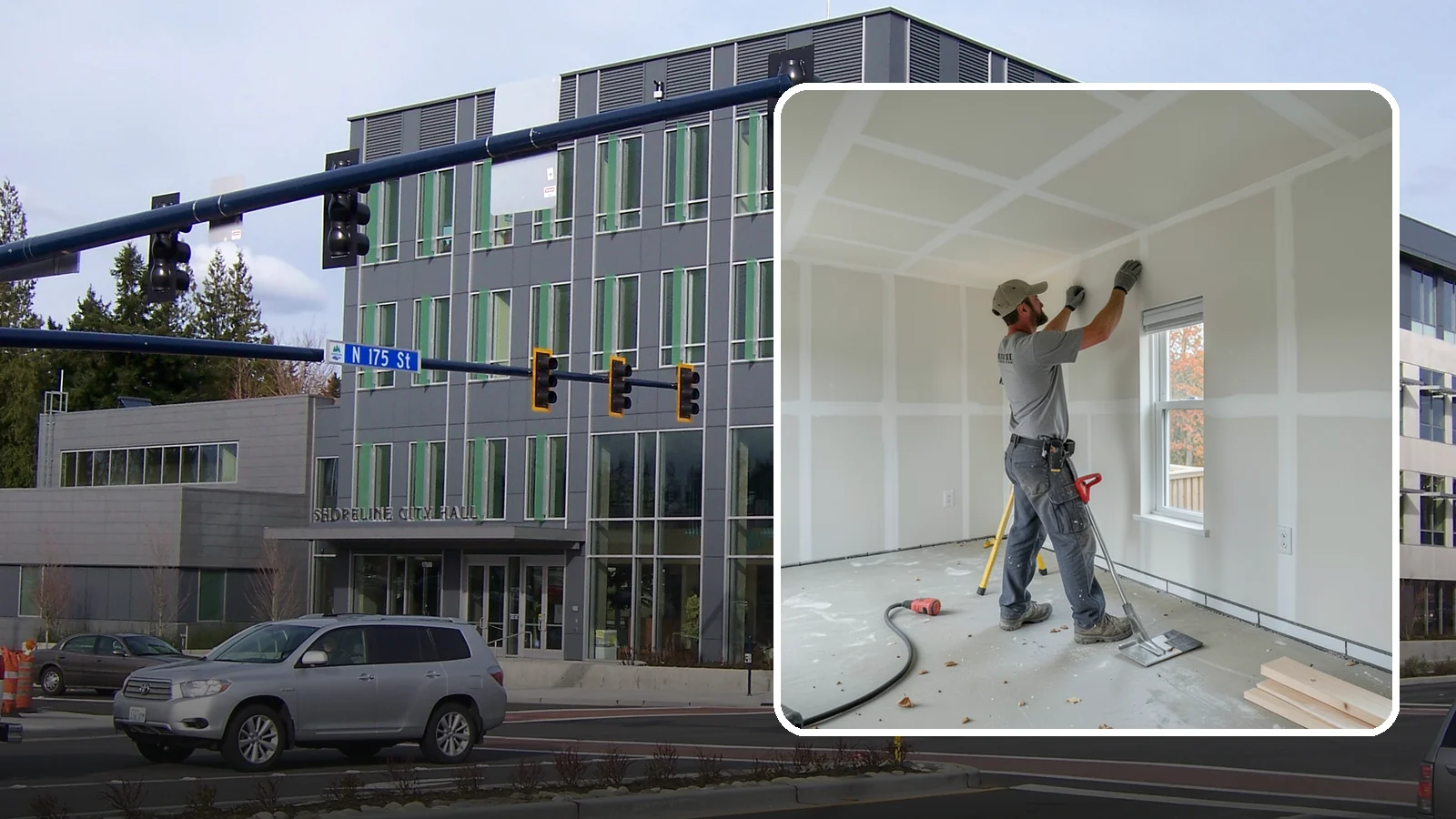 Drywall Installation in Shoreline, King County, WA - Drywall installation hangs and prepares new wallboard for smooth, finished walls and ceilings.