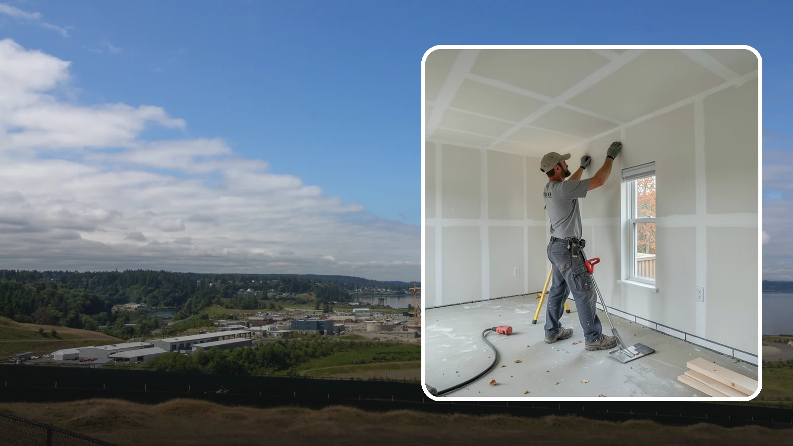 Drywall Installation in University Place, Pierce County, WA - Drywall installation hangs and prepares new wallboard for smooth, finished walls and ceilings.