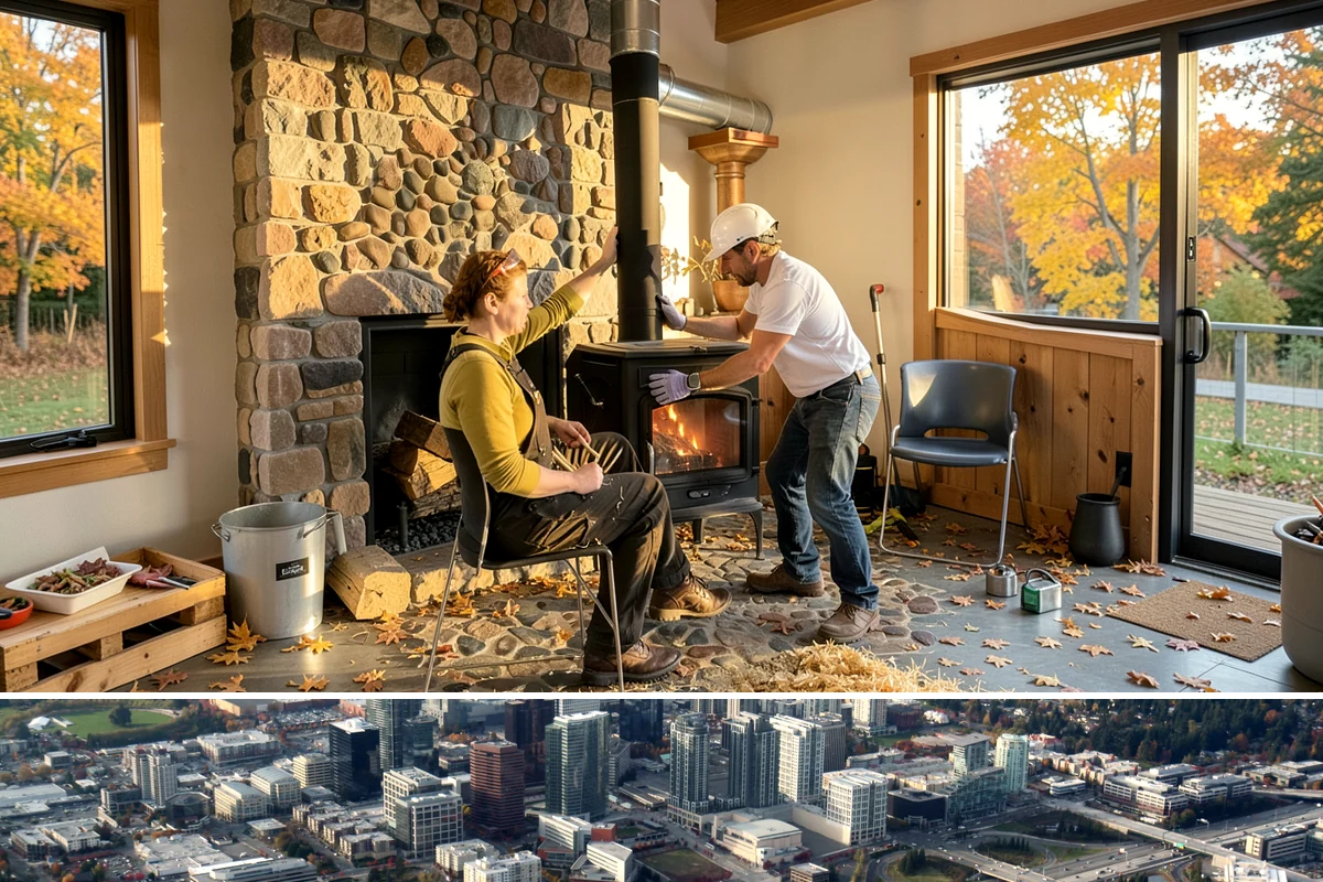 Ductless Mini-Split Installation in Bellevue, King County, WA - Mini-splits install year-round, providing both winter heating and summer cooling from one system.