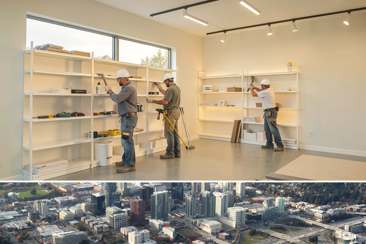 Duplex Construction in Bellevue, King County, WA - Framing both units during the dry summer months keeps the shared structure protected and the schedule tight.