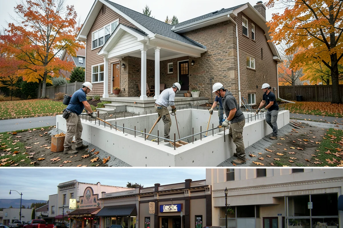 Duplex Construction in Burlington, Skagit County, WA - Framing both units during the dry summer months keeps the shared structure protected and the schedule tight.