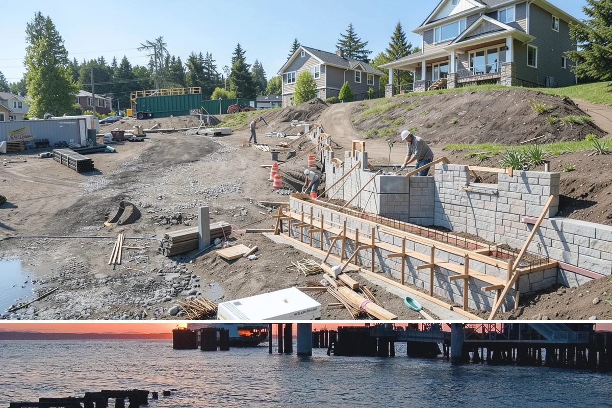 Duplex Construction in Edmonds, Snohomish County, WA - Framing both units during the dry summer months keeps the shared structure protected and the schedule tight.