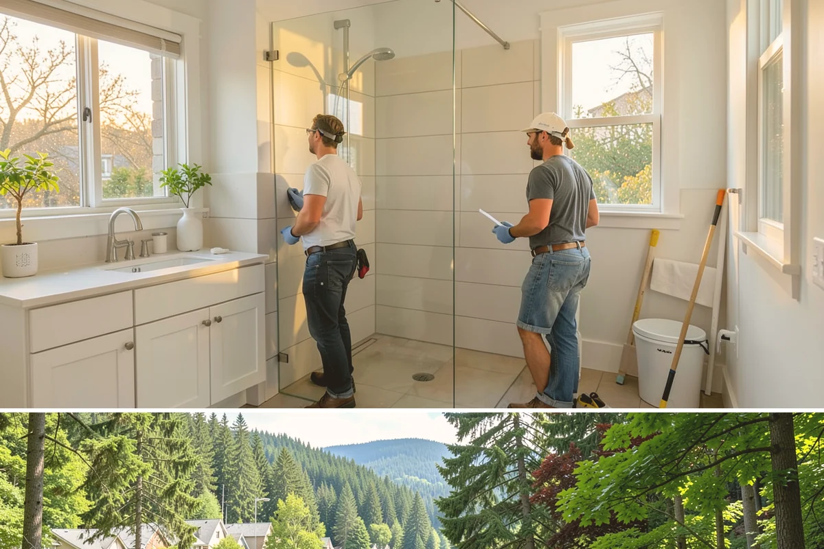 Duplex Construction in Lake Forest Park, King County, WA - Framing both units during the dry summer months keeps the shared structure protected and the schedule tight.