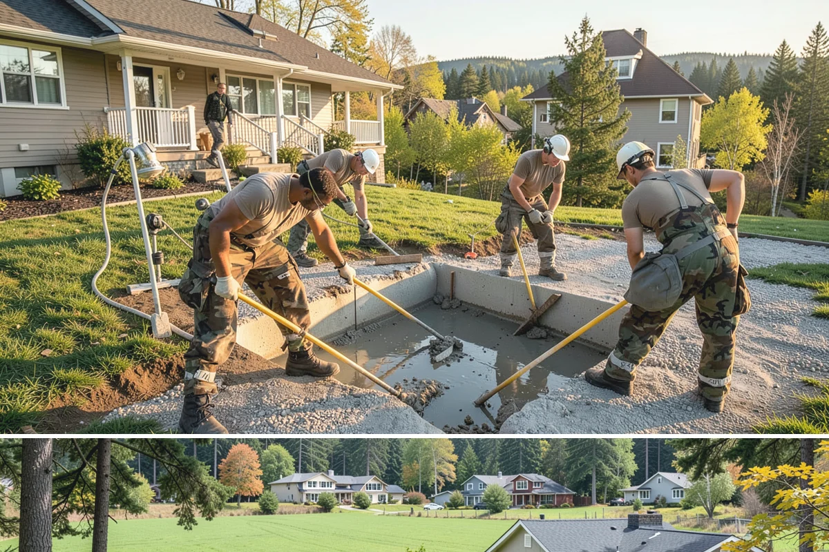 Duplex Construction in Lyman, Skagit County, WA - Framing both units during the dry summer months keeps the shared structure protected and the schedule tight.