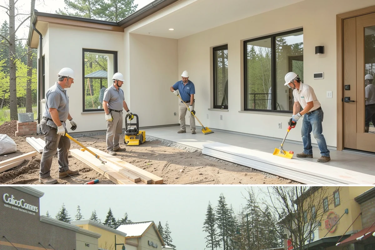 Duplex Construction in Mill Creek, Snohomish County, WA - Framing both units during the dry summer months keeps the shared structure protected and the schedule tight.