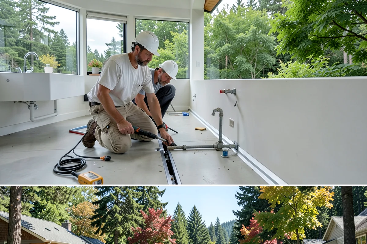 Duplex Construction in Orting, Pierce County, WA - Framing both units during the dry summer months keeps the shared structure protected and the schedule tight.