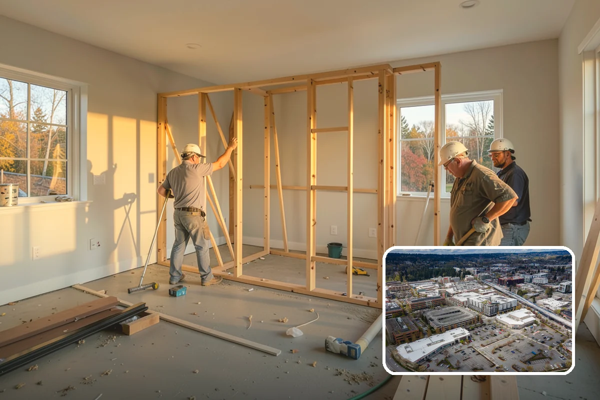 Duplex Construction in Redmond, King County, WA - Two income or living units on a single lot