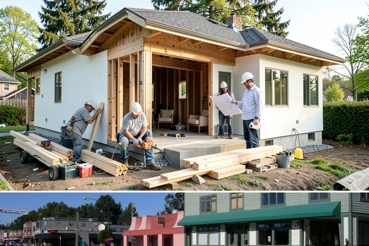 Duplex Construction in Snoqualmie, King County, WA - Framing both units during the dry summer months keeps the shared structure protected and the schedule tight.