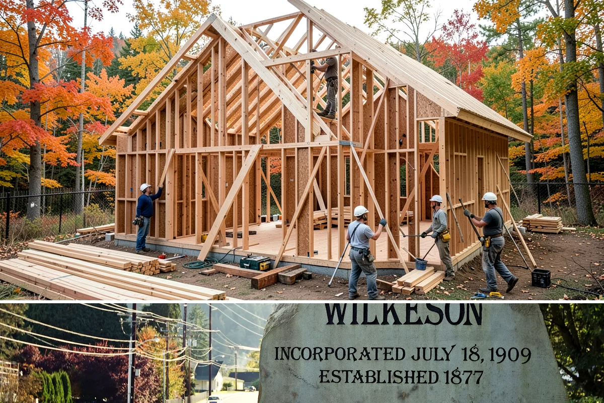 Duplex Construction in Wilkeson, Pierce County, WA - Framing both units during the dry summer months keeps the shared structure protected and the schedule tight.