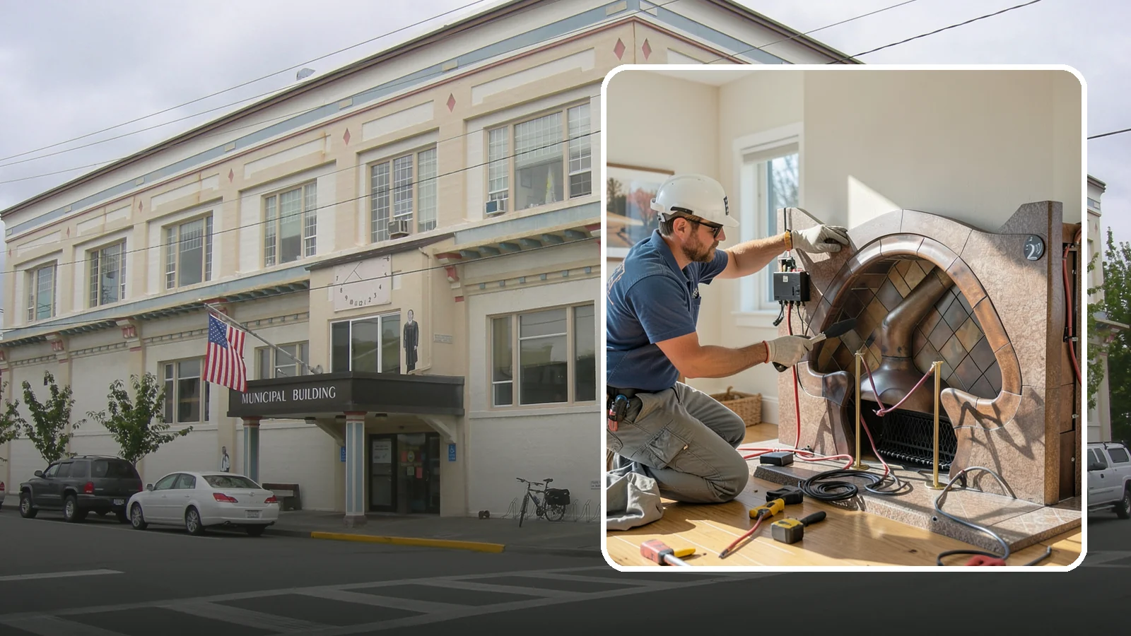 Electric Fireplace Installation in Anacortes, Skagit County, WA - Installing an electric fireplace to add cozy ambiance and supplemental heat without venting.