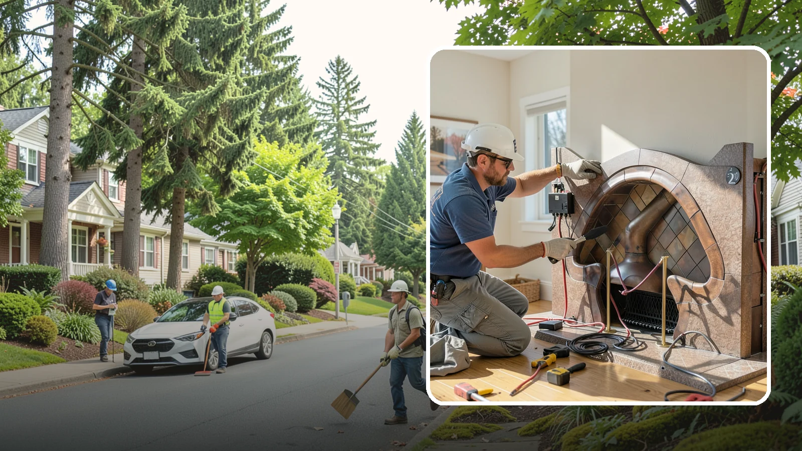 Electric Fireplace Installation in Beaux Arts Village, King County, WA - Installing an electric fireplace to add cozy ambiance and supplemental heat without venting.