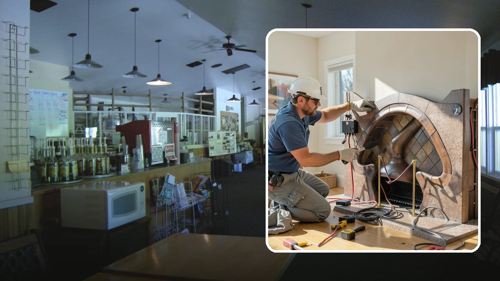 Electric Fireplace Installation in Black Diamond, King County, WA - Installing an electric fireplace to add cozy ambiance and supplemental heat without venting.