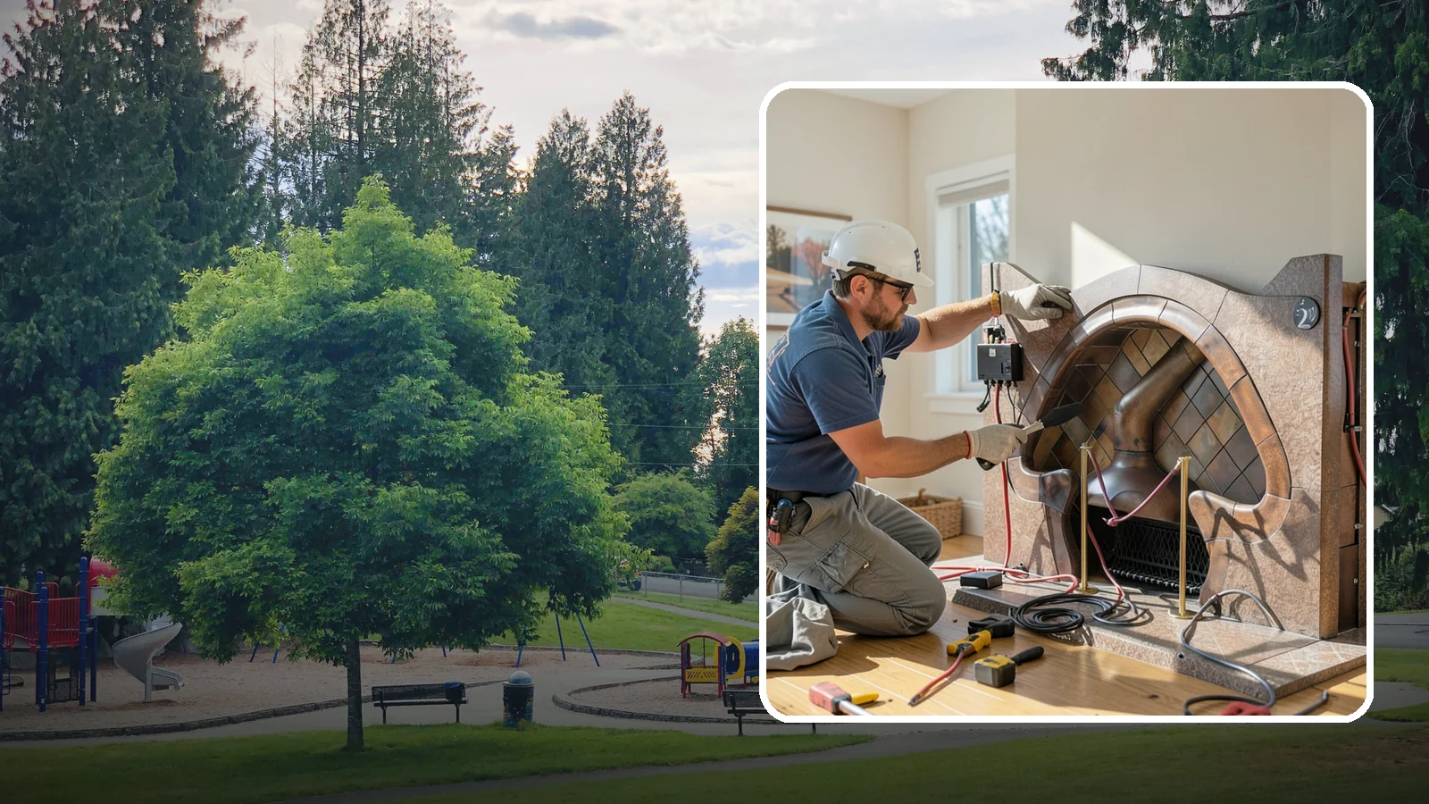 Electric Fireplace Installation in Bonney Lake, Pierce County, WA - Installing an electric fireplace to add cozy ambiance and supplemental heat without venting.