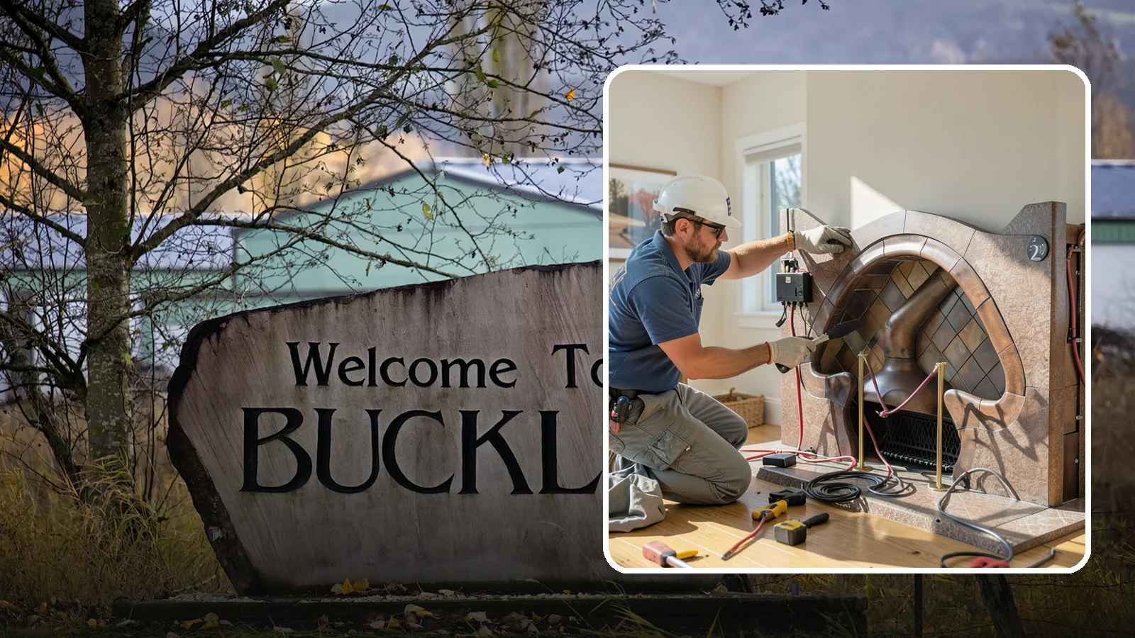 Electric Fireplace Installation in Buckley, Pierce County, WA - Installing an electric fireplace to add cozy ambiance and supplemental heat without venting.