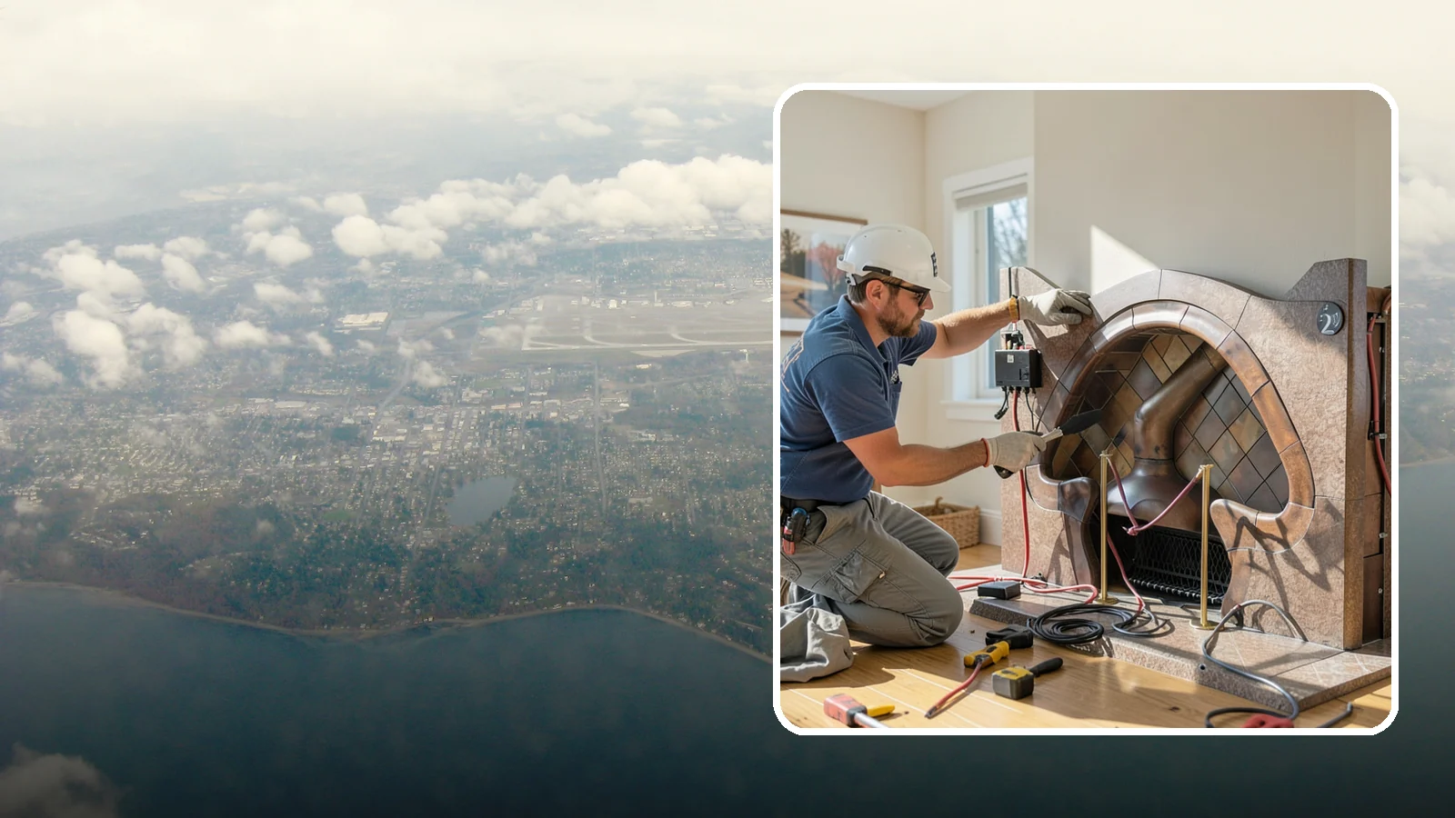 Electric Fireplace Installation in Burien, King County, WA - Installing an electric fireplace to add cozy ambiance and supplemental heat without venting.