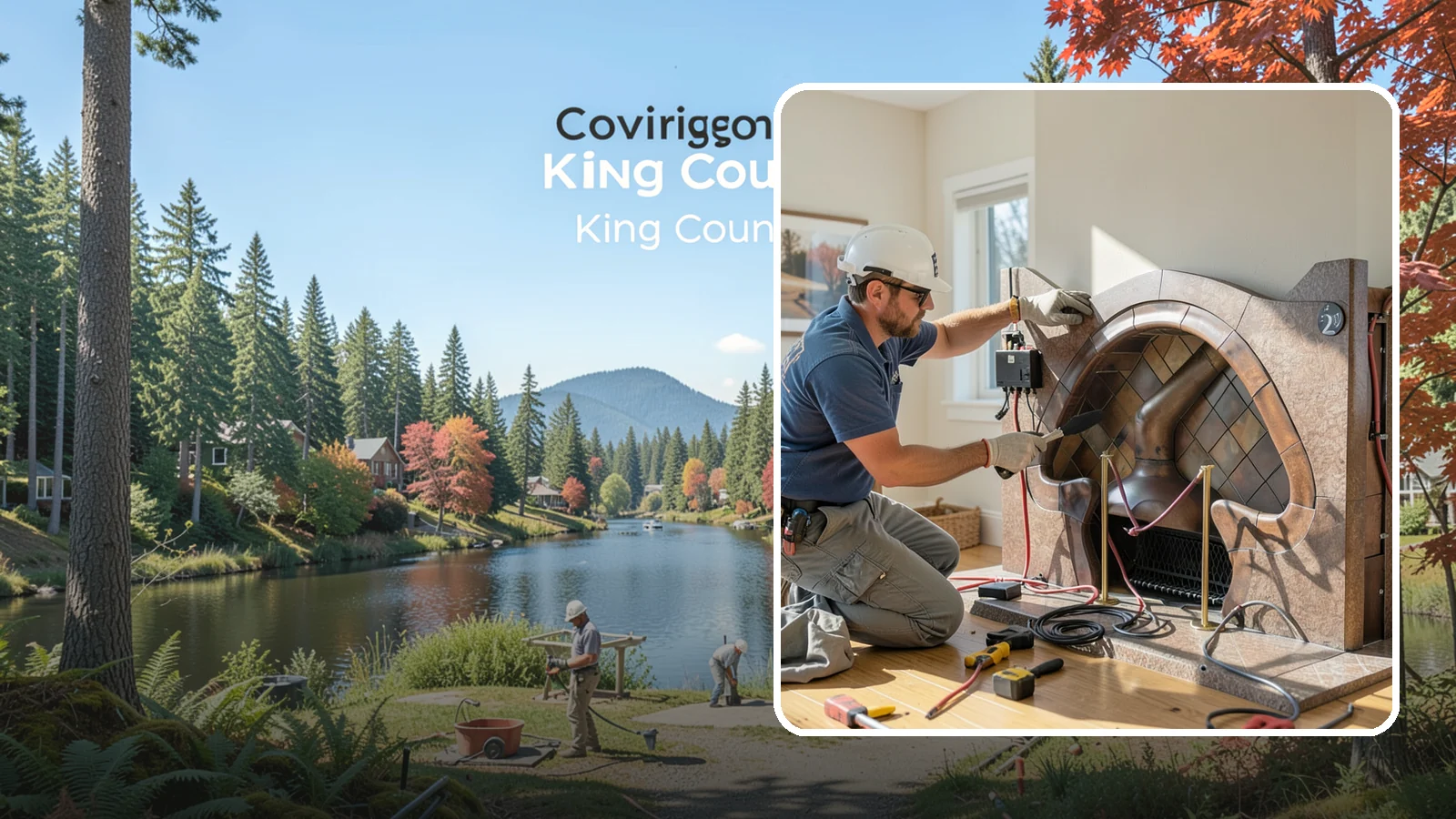 Electric Fireplace Installation in Covington, King County, WA - Installing an electric fireplace to add cozy ambiance and supplemental heat without venting.